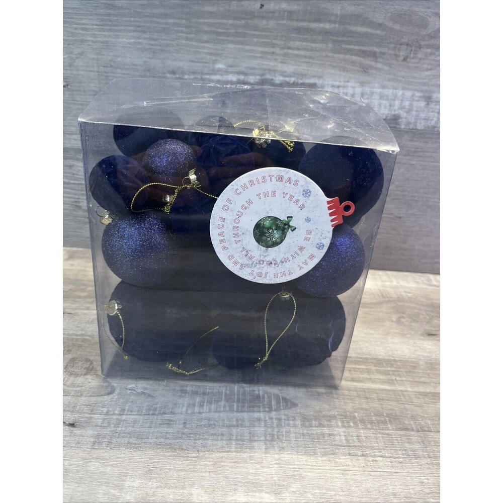 Velvet Christmas Ball Ornaments Navy Blue Christmas Tree Decorations Glitter